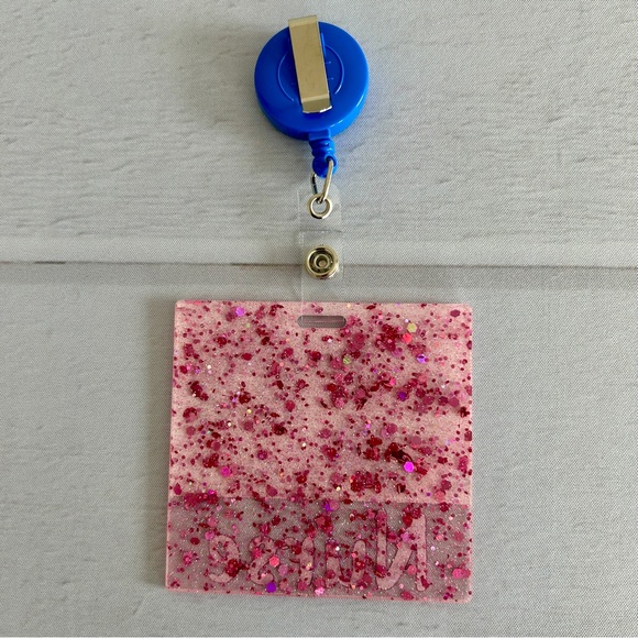 Glitter Badge Buddy | Nurse Card Holder | RN ID Tag Backer and Retractable Reel - Picture 6 of 12